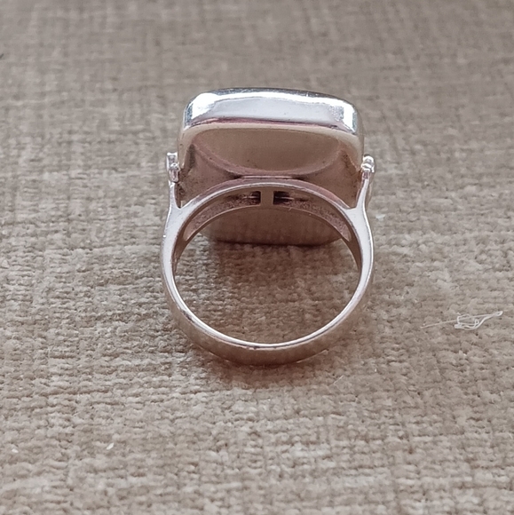 Red Silver Square Gemstone Ring - Picture 6 of 11